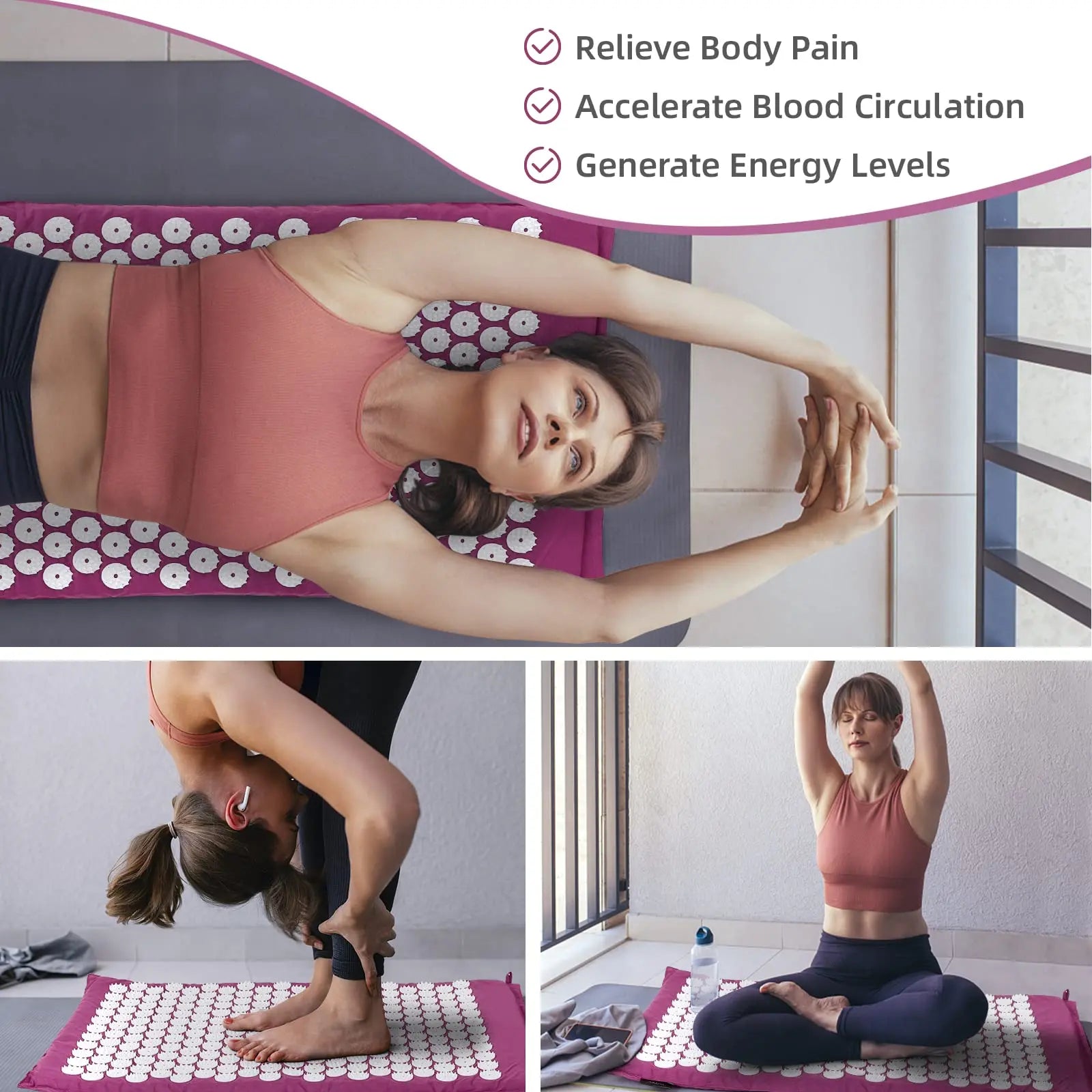 Acupressure mat rolled up with carry bag